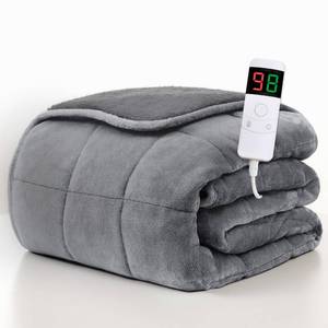 lot 3593 image: Homemate Heated Weighted Blanket for Adults - 50x60 12lbs Electric Throw Fast Heating Heavy Blanket 12468 Hour Auto Off 10 Heat Levels Over-Heat Protection Comfortable Flannel Sherpa