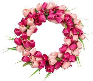 lot 3596 image: Yawwind Valentines Day Wreaths for Front Door 20 Inch Valentine Door Wreath Valentines Wreaths Tulip Wreath with Red Pink Artificial Tulip Flowers for Holiday Outside Indoor Window Wall