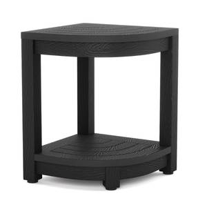 lot 3597 image: LUE BONA Shower Bench for Inside Shower, Black HDPS Corner Shower Stool for Shaving Legs, 17 Waterproof Storage Shelf for Bathroom, Small Shower Seats ChairFoot Rest, Indoor or Outdoor Use