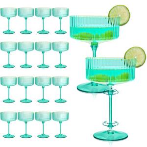 lot 3598 image: XUWAIDSGN 24 Pcs Champagne Martini Glasses 9 Oz with Gilded Removable Gold Rim Coupe Glasses Pink Martini Glasses Plastic Mimosa Vintage Coupe Glasses Set For Wedding Anniversary (24, Teal)