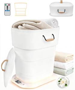 lot 3599 image: 27L Foldable Towel Warmers for Bathroom, Dual Control Hot Towel Warmer Bucket, Fits Up Two 40X70 Oversized Towels, Bathrobes, Blankets, 3 Heating Modes, Auto Shut Off - Perfect Spa Gift for Home