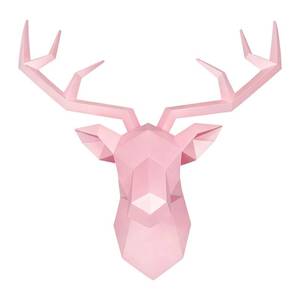 lot 3601 image: XYQXYQ Pink Deer Head Wall Sculpture,Modern Art Wall Hanging,3D Wall Decor,Gallery Living Room Resin Animal Head Decoration