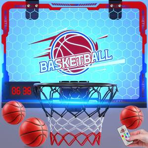lot 3604 image: Mini Indoor Basketball Hoop with 7-Color Lights & 3-Light Effects & Scoreboard & Timer,Over The Door Bedroom Office for 3-12 Year Old Kids Boys Birthday Christmas (B)
