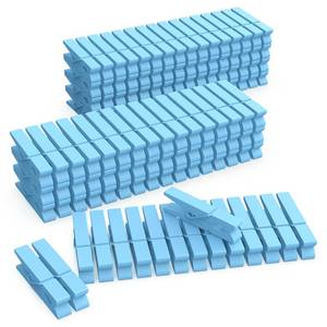 lot 4353 image: (Pack of 128) Mini Wooden Colored clothespins Light Blue