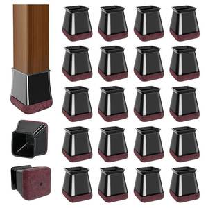 lot 4357 image: OCONDA 20 Pcs Chair Leg Floor Protectors for Hardwood Floors, Black Rubber Furniture Sliders with Felt, Silicone Furniture Leg Caps Covers (Fit Square Diameter1316 to 1)