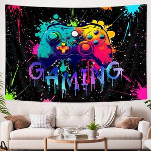 lot 4368 image: MDUKOIN Gaming Tapestry for Boys Bedroom - Gamer Neon Sign Wall Hanging, Room Decor for Men 60X40in