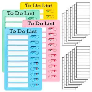 lot 4371 image: 4 Pieces Chore Chart for Kids Multiple Kids - Sliding Routine Chart Reusable to Do List, RV Checklist, Planning Board, Visual Schedule, and Reminder (bluepinkgreenyellow)