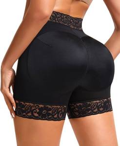 lot 4391 image: DERCA Padded Underwear for Women Butt Lifting Shapewear Booty Pads Hip Enhancer Lace Boyshorts (Black,Medium)