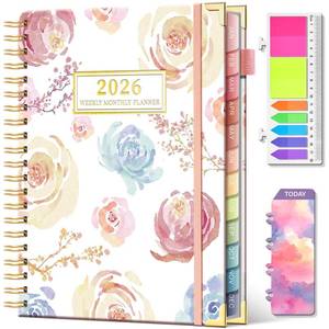lot 4398 image: 2026 Planner Weekly and Monthly Jan. 2026 to Dec. 2026 Hardcover 8.5 x 11 Planner for Women with Tabs Spiral Planners with Stickers 53 Weeks Schedule Yearly Agenda with Inner Pocket & Bookmark