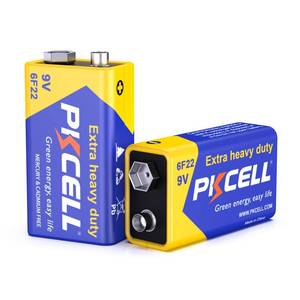 lot 4401 image: PKCELL 9 Volt Battery, 2 Pack 9V Batteries for Smoke Detector, Alarms, 6F22 Square Battery Long Lasting