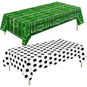 lot 4403 image: Mixweer 2 Pcs Soccer Plastic Tablecloth Party Decorations 54 x 108 Inch Disposable Plastic Table Cover for Soccer Birthday Party Decorations