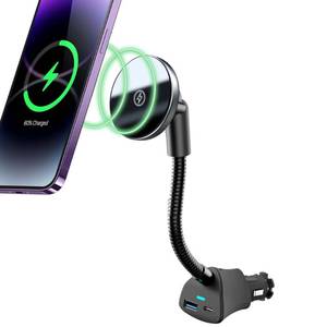 lot 4411 image: for Mag-Safe Car Mount Charger 15W iPhone Wireless Car Cigarette Lighter Phone Charger, Cigarette Lighter Phone Mount with Dual Port PD&QC3.0 Fast Charging for iPhone 17 16 15 Pro Plus Max 14 13 12