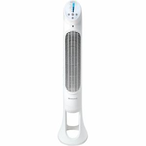 lot 5332 image: Honeywell 40  White Quiet Set Oscillating Tower Fan  30ft Air Circulation Power  5 Speed  Auto Off Timer  HYF260W
