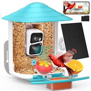 lot 5342 image: birdsnap� TUC Bird Feeder with Camera 2K HD, Solar Panel 32GB Card 4-in-1 Perch, 160°View Auto Detect & Notify AI Identify Video Bird Camera Wireless Outdoors Ideal Gift for Birds Lover