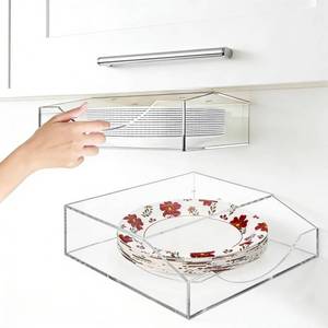 lot 5348 image: ZAVOOS Paper Plate Dispenser, 10 Inch Large Wall Mounted Acrylic Paper Plates Holder Under Cabinet, Easy Access Vertical Plate Organizer for Kitchen Counter, Fits Round and Square Plates