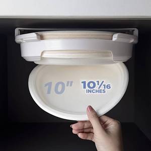 lot 5349 image: Paper Plate Dispenser Just for 10-116 inches Paper Plates, Under Cabinet Papers Plates Holder, can be Taken up and Down, Suitable for RV Travel and use for Under Kitchen cabinets