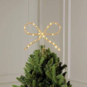 lot 6256 image: JARTEEK Christmas Tree Topper, 11�� Bow Tree Topper with 20 LED Lighted for Christmas Tree Decoration Indoor Xmas Decorations, Holiday Party Indoor Decor (Gold)