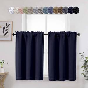 lot 6265 image: WelvetBLK Navy Blue Cafe Blackout Curtains Tier 36 Inch Length 2 Panels, Soft Solid Thermal Insulated Room Darkening Small Kitchen Window Curtains Over Sink for Bathroom, Navy Blue, Each 30 Wx36 L