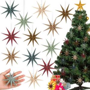lot 6270 image: 12 Pcs 3D Mini Star Ornament Christmas Tree Star Ornaments Hanging Paper Star Decorations Colorful Hanging Ornament Mini Tree Hanging Pendant Decoration for Christmas Tree