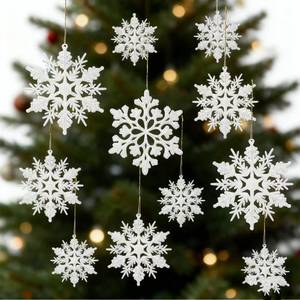 lot 6282 image: A36 Packs Christmas Ornaments, White Snowflake and Colorful Xmas Tree Decorations, Winter Wonderland Holiday Decor for Home, Adornos de Navidad.
