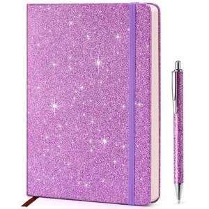 lot 6286 image: Purple Glitter Notebook, 8.4x 5.7, 200 Lined Pages, No-Shed Sparkle Journal for Girls & Women, A5 Hardcover Diary for Writing, Birthday Gift for Teen Kids, Trendy Stuff for 6 8 9 10 11 12 Year Old