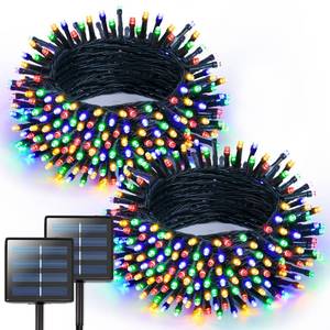 lot 6299 image: JMEXSUSS 2 Pack Solar String Lights Outdoor Waterproof, Total 400 LED 151FT Solar Christmas Lights Outdoor, 8 Modes Christmas Light for Outside Patio Yard Tree Decorations, Multicolor