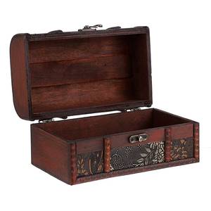 lot 6303 image: ELLDOO Vintage Treasure Chest Box, Pirate Keepsakes Box for Kids Gifts, Wooden Treasure Storage Box Decorative Box for Jewelry Pearl Trinkets, Medium