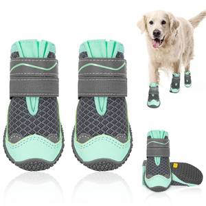 lot 6321 image: SlowTon Dog Shoes for Large Small Medium Dogs - Breathable Dog Boots for Summer Hot Pavement, Paw Protector for Outdoor Walking Winter Snow, Anti-Slip Rubber Dog Booties for Hardwood Floor (Green, 6)