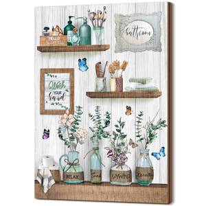 lot 6323 image: Xuhal Farmhouse Bathroom Wall Decor Rustic Wood Wall Art Relax Soak Unwind Breathe Sign Wood Print Modern Home Artwork Decor for Bathroom(Green,Green Plants)