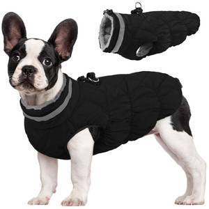 lot 6330 image: FUAMEY Dog Coat for Small Dogs,Waterproof Dog Winter Jacket with Harness Built in Puppy Cold Weather Coats Reflective Pet Vest with Zipper Warm Fleece Dogs Snowsuit Windproof Solid Black S