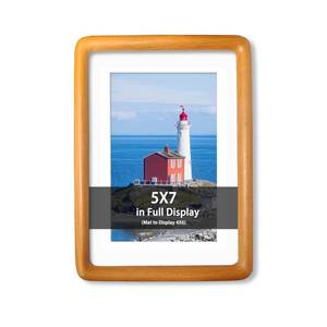 lot 6331 image: RRQKMBO 5x7 Natural Solid Wood Picture Frames, HandCrafted Photo Frame with Mat to 4x6, Rounded Corner Wooden Frames Vertical or Horizontal Display(Teak)