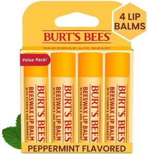 lot 6332 image: Burts Bees Lip Balm - Original Beeswax, Lip Moisturizer With Responsibly Sourced Beeswax, Tint-Free, Natural Origin Conditioning Treatment, 4 Tubes, 0.15 oz.