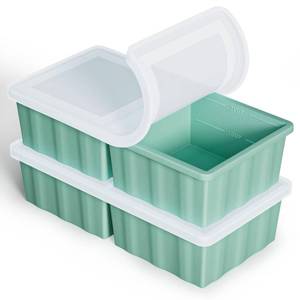lot 6430 image: Silicone Freezer Tray for Soup Ice Cubes 2-Cup Freezing Tray with Lid for Meal Prep - 2Pack Silicon Soup Portion Freeze Trays Make Stock Souped Ice Cube