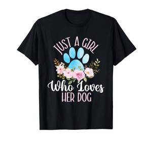 lot 6431 image: Size medium color blue Just A Girl Who Loves Her Dog - Dog Owner Dog Lover Dog Mom T-Shirt