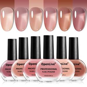 lot 6439 image: OpenLive Jelly Nail Polish Set 6 Colors Nude Pink Pale Purple Jelly Quick Dry Nail Polish Set for Nail Art Manicure DIY Salon
