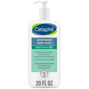 lot 6445 image: Cetaphil Body Wash, Acne Relief Body Wash with 2% Salicylic Acid to Eliminate Breakouts, Gently Exfoliates and Provides 24Hr Dryness Relief, 20 oz