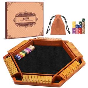 lot 6450 image: Toidgy 1-6 Players Shut The Box Dice Games, Wooden Board Table Math Game with 16 Dice and Instructions, Classics Close The Box Board Game for Adults Kids, Family Classroom Home or Bar