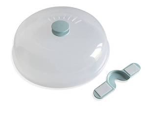 lot 6454 image: Nordic Ware Microwave Up & Away-Easy Stow - 11-inch Food Safe Lid, Plate Cover with Steam Vents, Anti-Splash Microwave Lid, Contains Moisture, Space-Saving Storage Bracket included