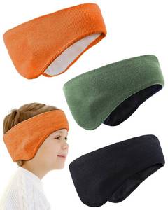 lot 6455 image: JenPen 3 Pcs Double-layer Ear Warmer for Kids Headband-knit Fuzzy Lined Winter Ear Muffs Cover for Boys Girls Ski Cycling(Retro Color,3 Pcs)