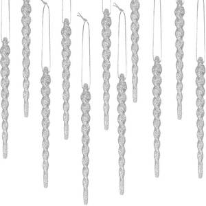 lot 6456 image: A30 Pcs Christmas Plastic Icicle Twisted Plastic Icicle Ornaments Christmas Tree Hanging Decoration and Holiday Xmas Party Wedding Hanging(5.12 Inch,Silver)