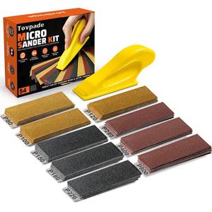 lot 6459 image: TOVPADE 54PCS Premium Micro Sander, Detail & Mini Sander Block �� Precision Small Hand Sanding Tool, 80��800 Grit Sandpaper Kit, 3-in-1 Set for Wood, Crafts, Furniture, Tight Spaces & DIY Projects
