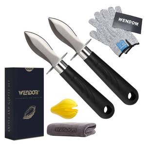 lot 6464 image: WENDOM Oyster Knife Shucker Set Oyster Shucking Knife and Gloves Cut Resistant Level 5 Protection Seafood Opener Kit Tools Gift(2knifes2Glove1Cloth)