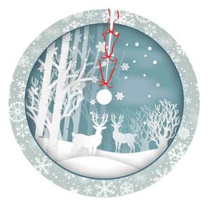 lot 6466 image: Winter Wonderland Snowflake Snowy Christmas Reindeer Deer Elk 36 Inch Christmas Tree Skirt Round Winter Snow Suitable for Christmas Xmas Halloween Holiday Party Decor Decoration Occasion