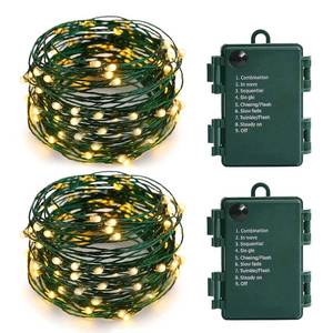 lot 6471 image: Battery Operated Starry Lights - 18FT 50 Micro LEDs, Warm White (2 Pack) for Christmas Tree, Wreath, DIY, Wedding