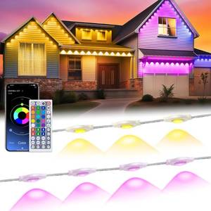 lot 6479 image: MuliVid 200Ft Permanent Outdoor Lights for House, RGB Halloween House Light Outdoor with Remote APP Control,IP67 Waterproof for Outside Decorations��Eaves Lights for Christmas, Holiday, Party, Daily