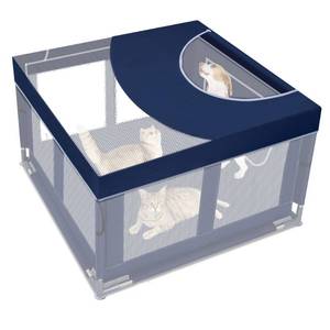 lot 6483 image: Dog Playpen Cover, 42x42 inch Dog Play Pen Top with Hooks, Soft Fabric Roof Puppy Playpen Topper for Cat Crate Kennel (Cover Only)