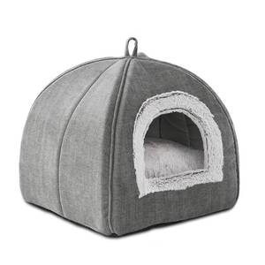 lot 7068 image: Cat Bed Cave-Cat Beds for Indoor Cats,Kittens and Small Pets,Soft and Warm Cats House Tent Bed,Foldable and Washable with Removable Cushioned and Anti Slip Bottom,Grey 15inches