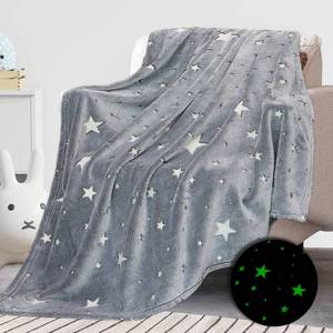 lot 7069 image: REXEO Glow in The Dark Star Space Blanket for Kids, Grey Cute Galaxy Throw for Boys Girls, Soft Flannel Toddler Blanket, Bedroom Room Decor, Birthday Gifts, 50 x 60