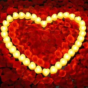 lot 7071 image: Caffox 3000Pcs Rose Petals with 36Pcs LED Tea Lights Candles, Rose Petals for Romantic Night for Her Set, Romantic Decorations for Special Night, Valentines Day, Wedding, Anniversary Decorations