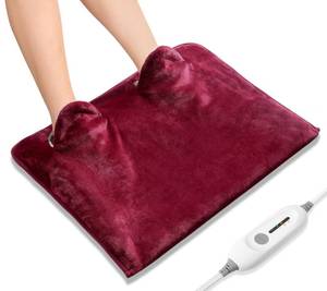lot 7094 image: Electric Heated Foot Warmer Soft Flannel Foot Heater with 2h Auto Off & 3 Heat Levels Full Body Use Heating Pad for Feet, Abdomen, Cramps, Pain Relief Pocket Design 16 x 22 Red